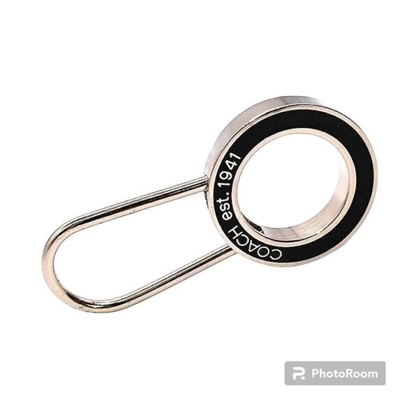 Coach Vintage black enamel pinch lock locket keychain FOB purse charm. NWOT - Picture 2 of 7